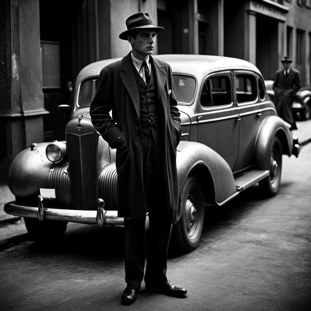 Zoot Suit Gunman in Film Noir Style