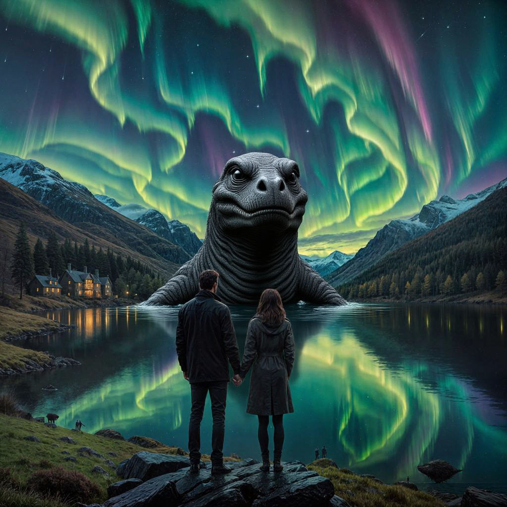 Couple Watches Aurora Over Loch Ness with Monster