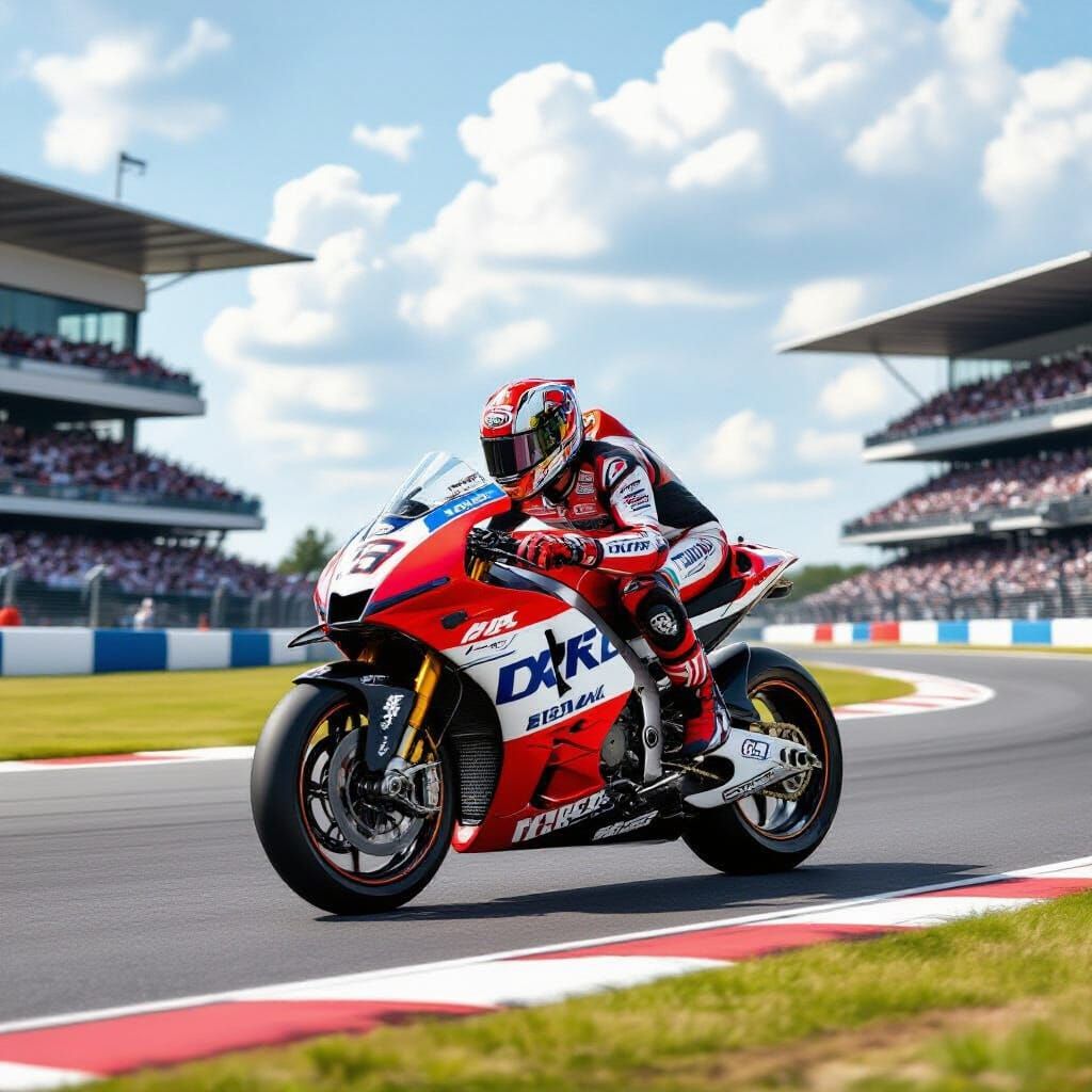 Dutch TT Motorcycle Racer in Historic Assen Panorama