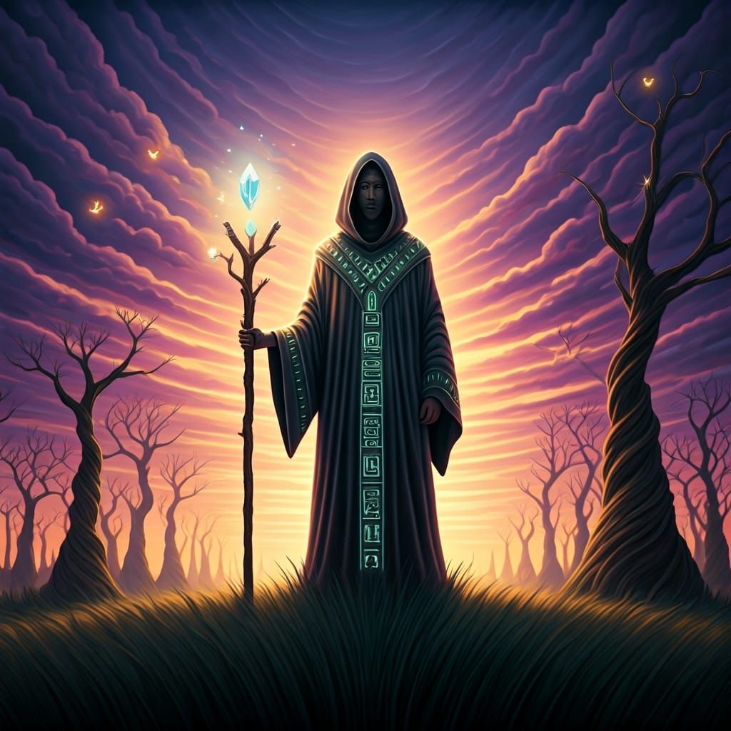 Mysterious Wanderer in a Surreal Dreamscape