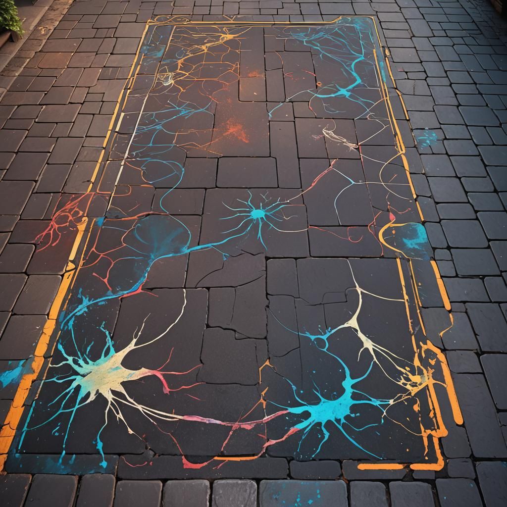 Chalk Outline on Pavement: Detailed Matte Painting
