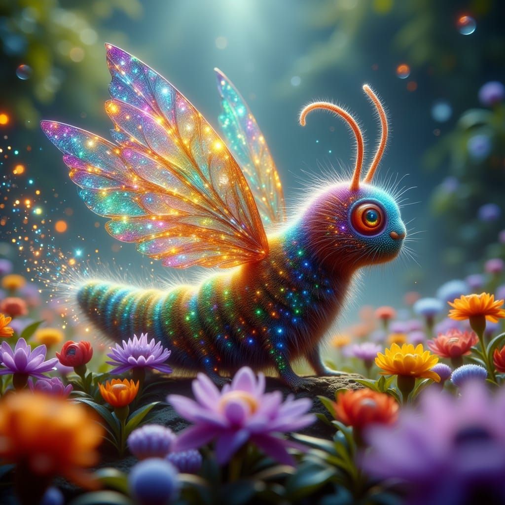 Whimsical Caterpillar with Spinning Wings Sprinkles Magic Po...