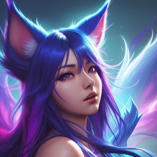 Hyperrealistic Splash Art of Ahri with Color Depth