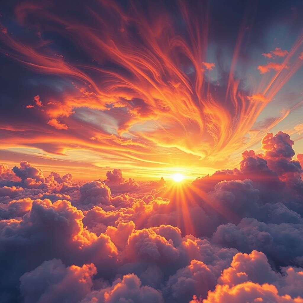 Morning dawn, psychedelic, painting.