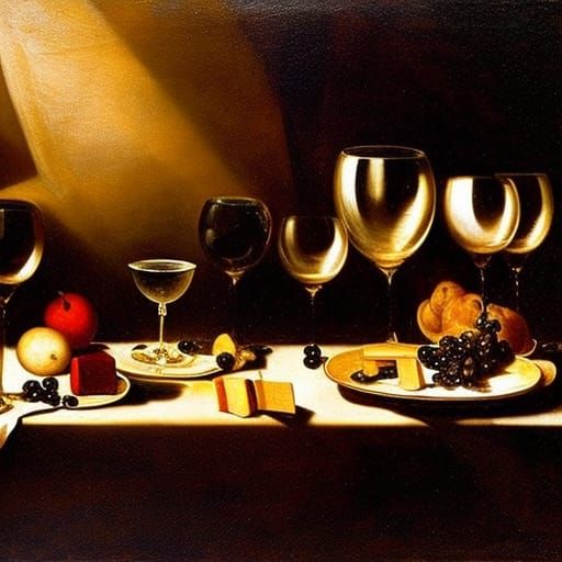 Baroque Still Life with Wine Glass and Fruit