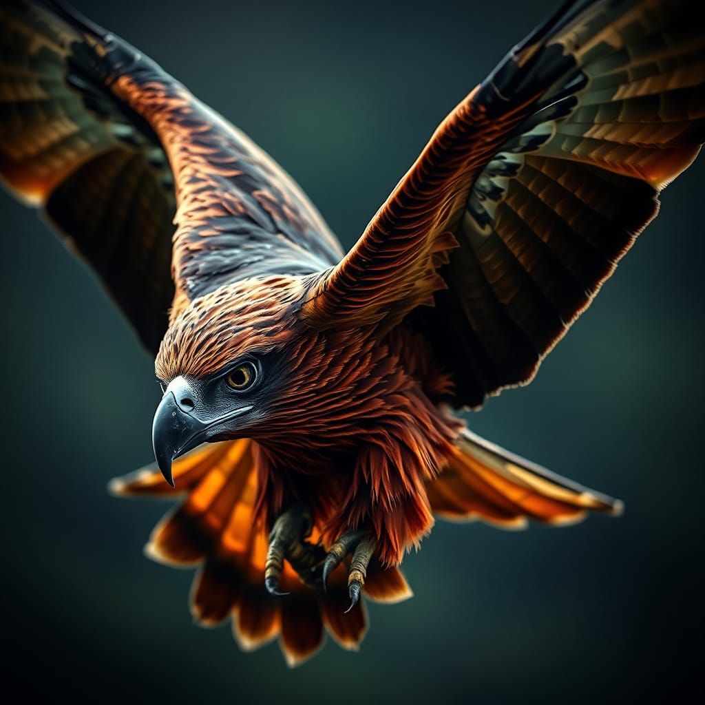 Hyperrealistic Red Kite in Flight Photography