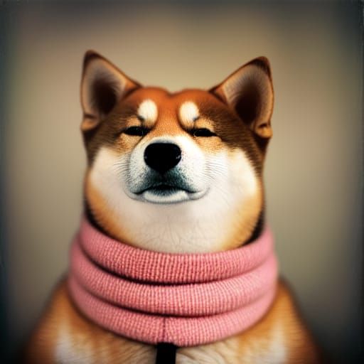 Pink Shiba Inu Violinist Portrait