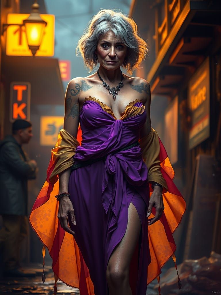 Dark Fantasy: Older Woman in Youthful Dress