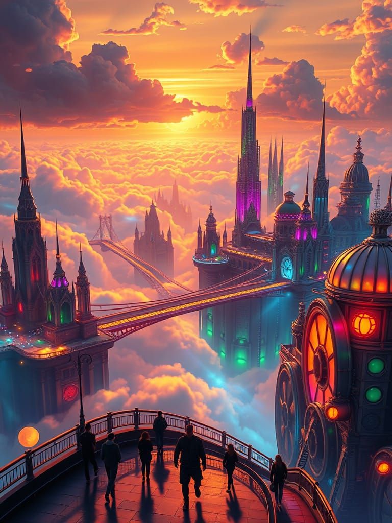 Ethereal Metropolis in Vibrant Hues