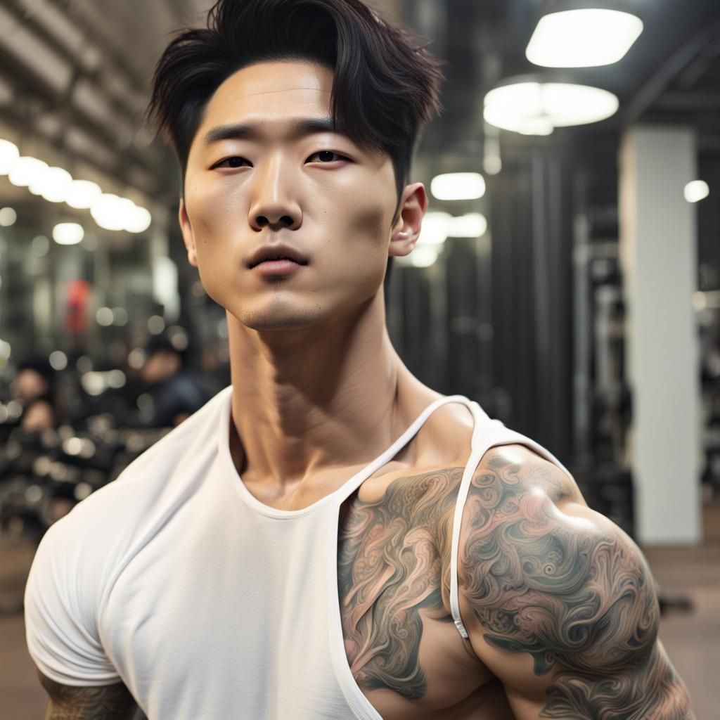 Korean Men with Tattoos and Muscles