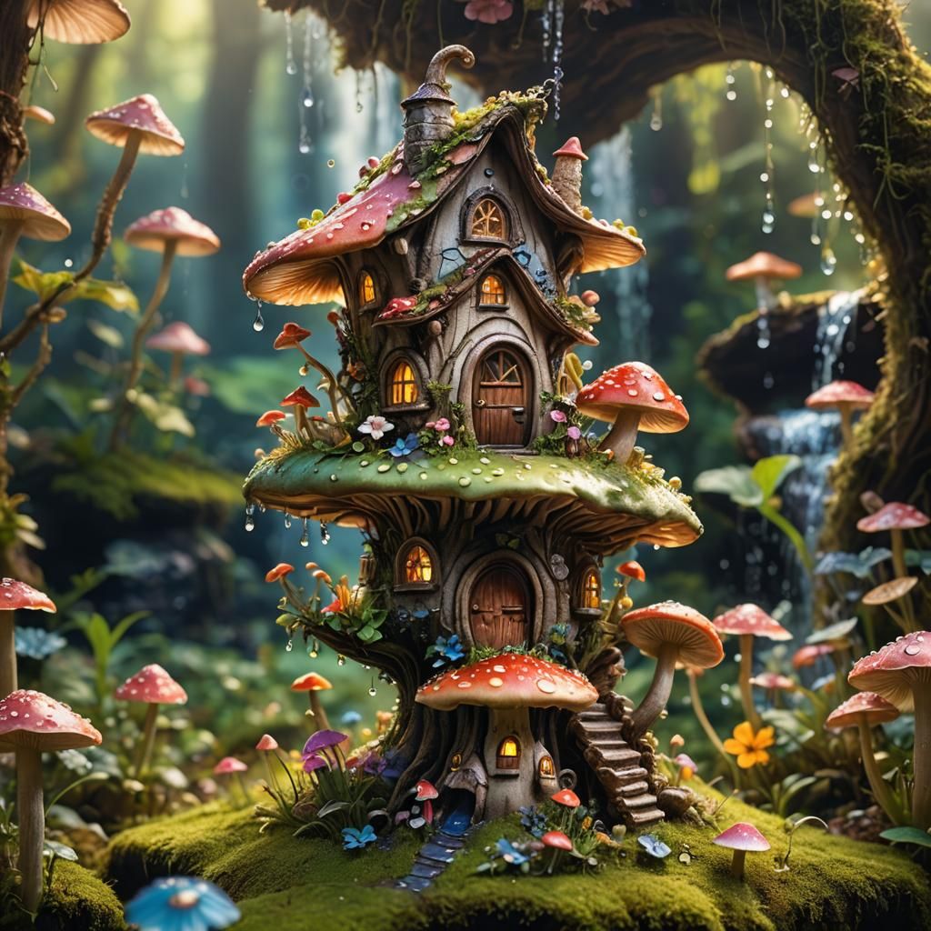 Fairy on Mushroom: Macro Photograph