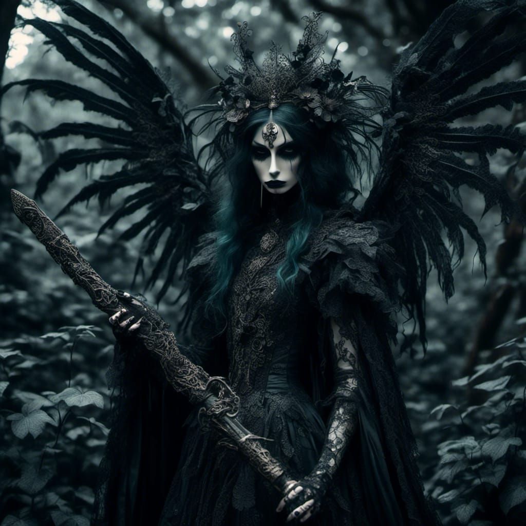 Angel Demon Hybrid in Gothic Ukiyo-e Style