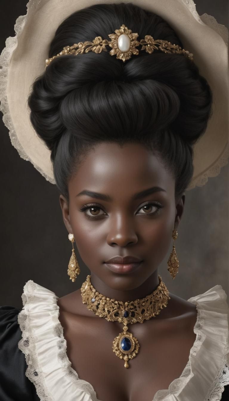 Detailed Portrait of Aristocratic Black Woman