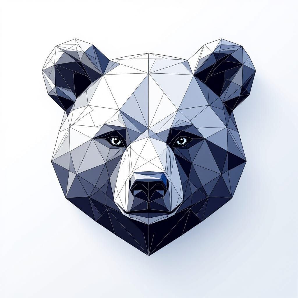Geometric Teddy Bear Head in Wireframe Style