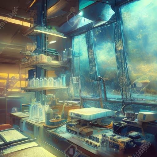 Scientist Conducting Lab Experiment: Digital Art