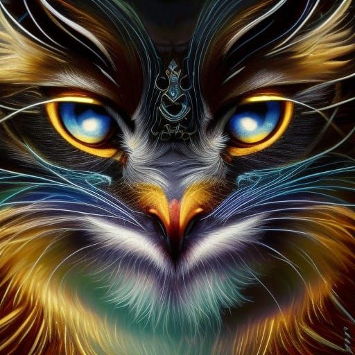 Close up Owl Cat Face