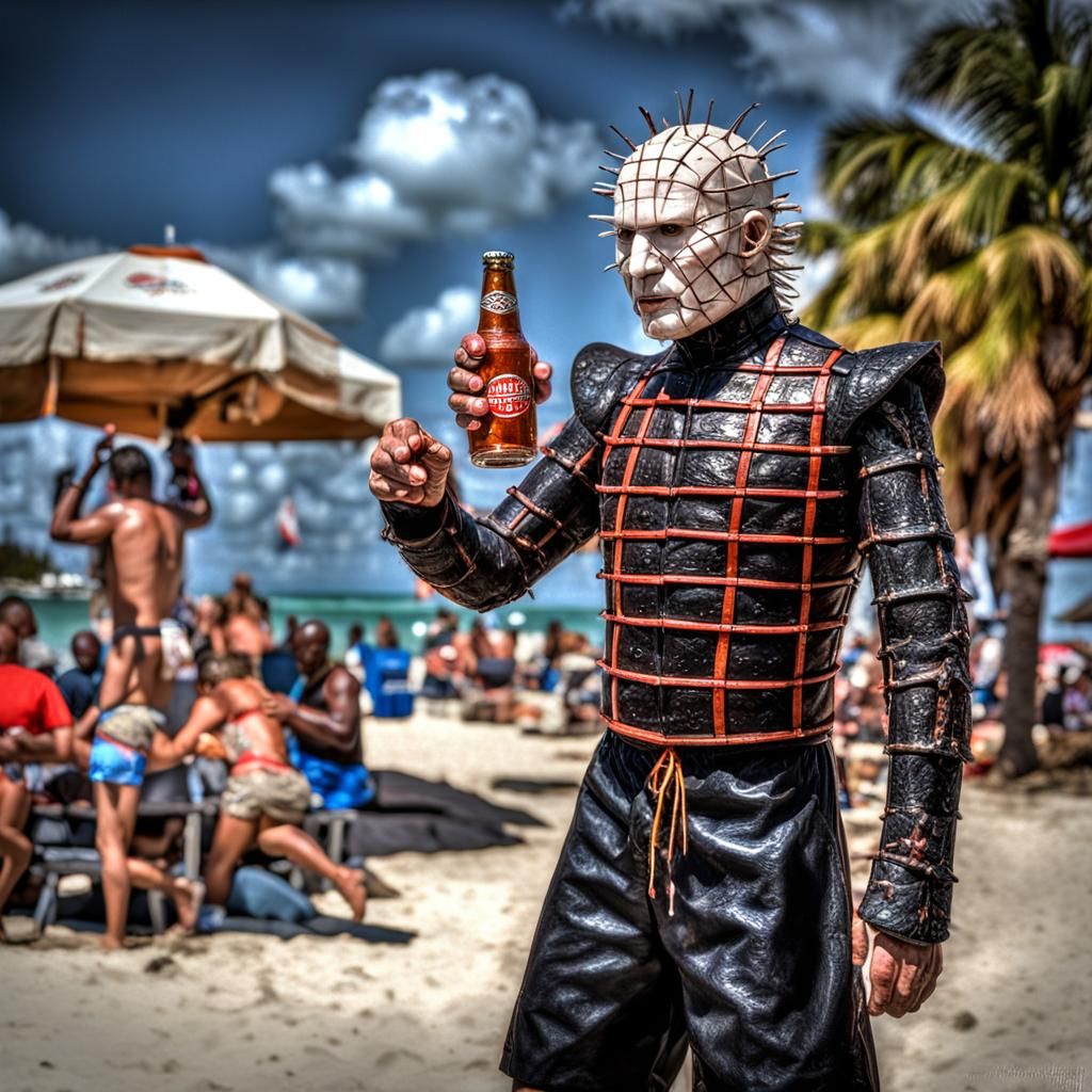 Pinhead on Spring Break: A Hyperrealistic Scene