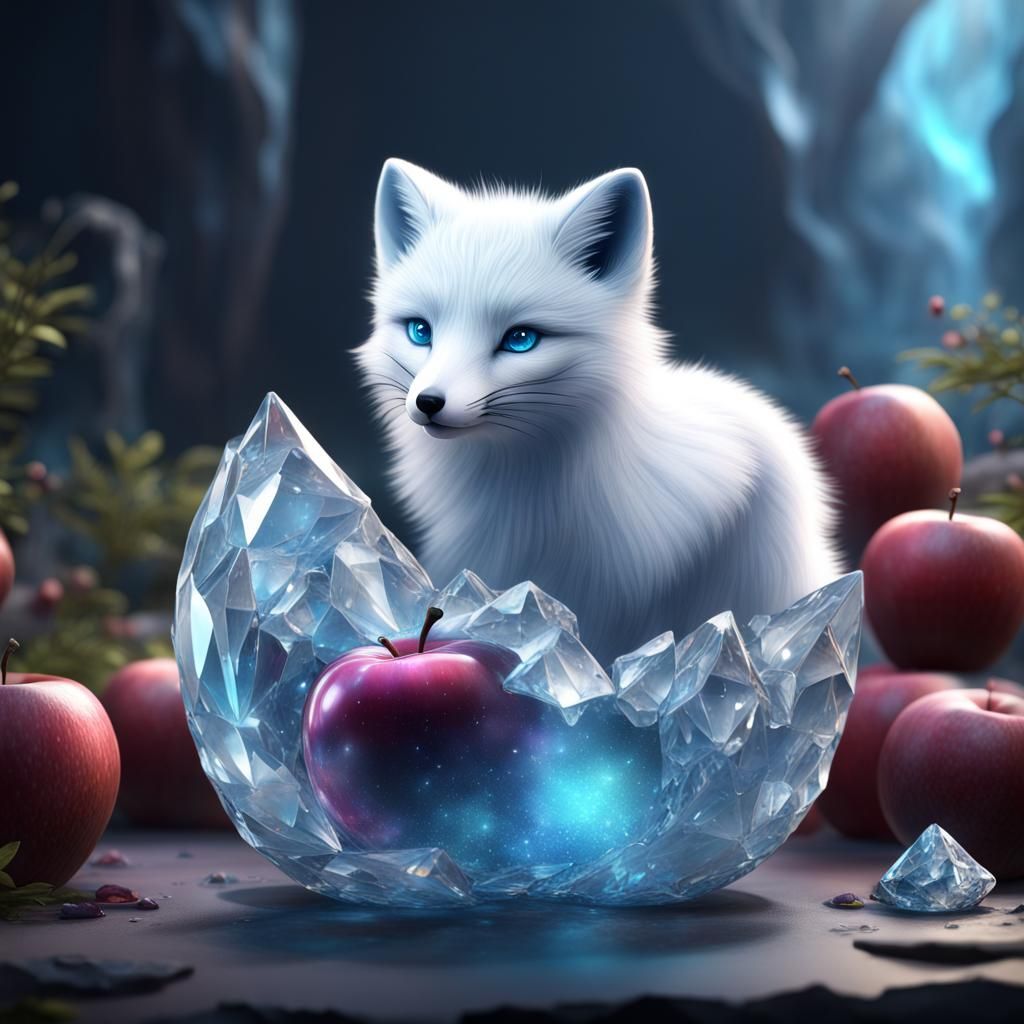 Crystal Apple with Arctic Fox: Fantasy Concept Art
