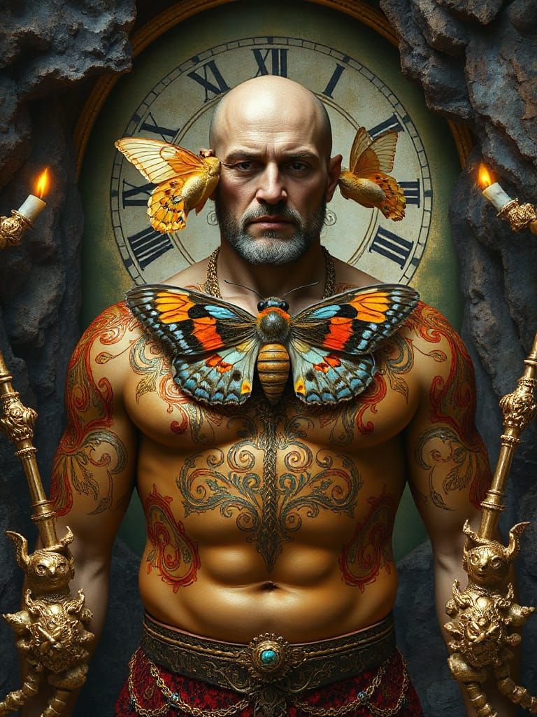 Majestic Cloisonné Figure with Butterfly and Moth