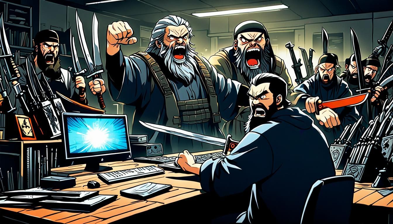 Cartoon Salafist Rage: Anime Style Digital Art