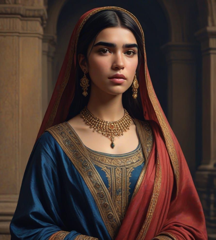 Dua Lipa in Dupatta: Academic Art Portrait