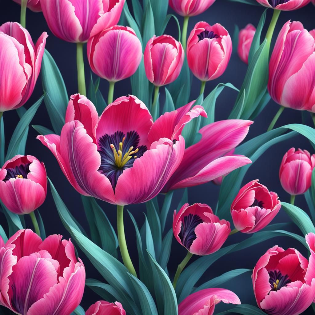 Single Pink Tulip in Detailed Matte Painting