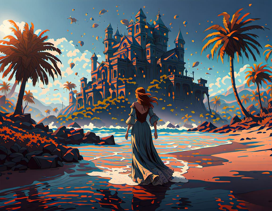 Fantasy Goddesses in Whimsical Sea Shore Scene, Inspired by ...