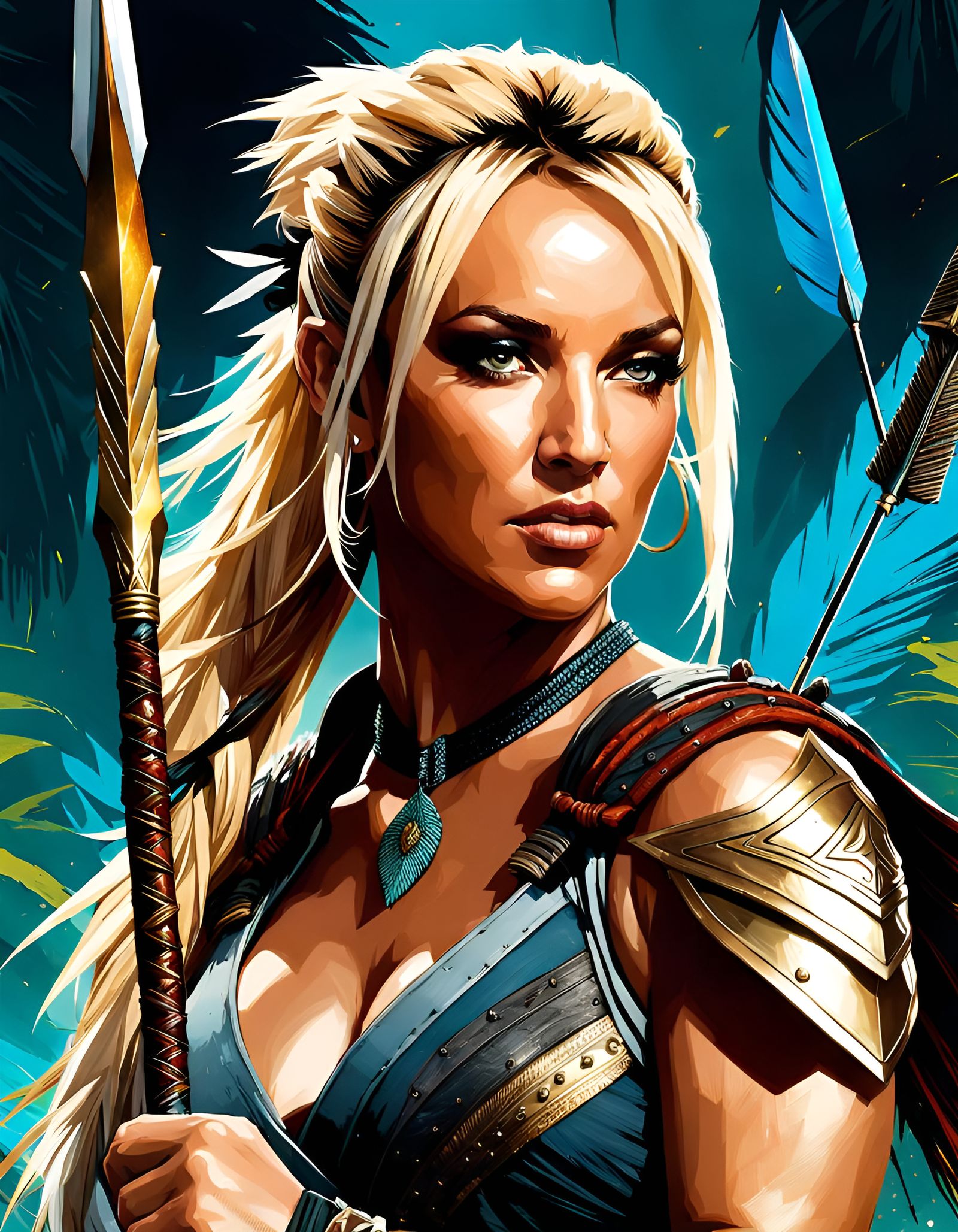 Warrior Woman Portrait in Classical Style