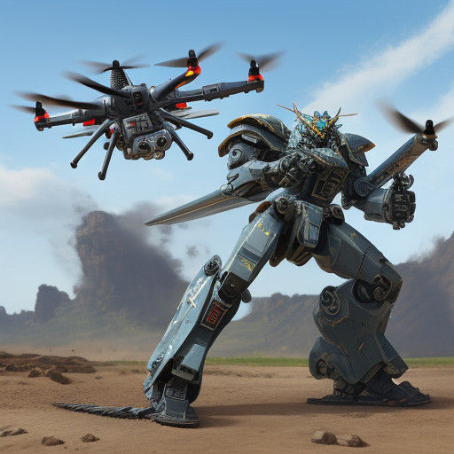 Mecha Halocopter Drone: Weaponized Jet Fighter