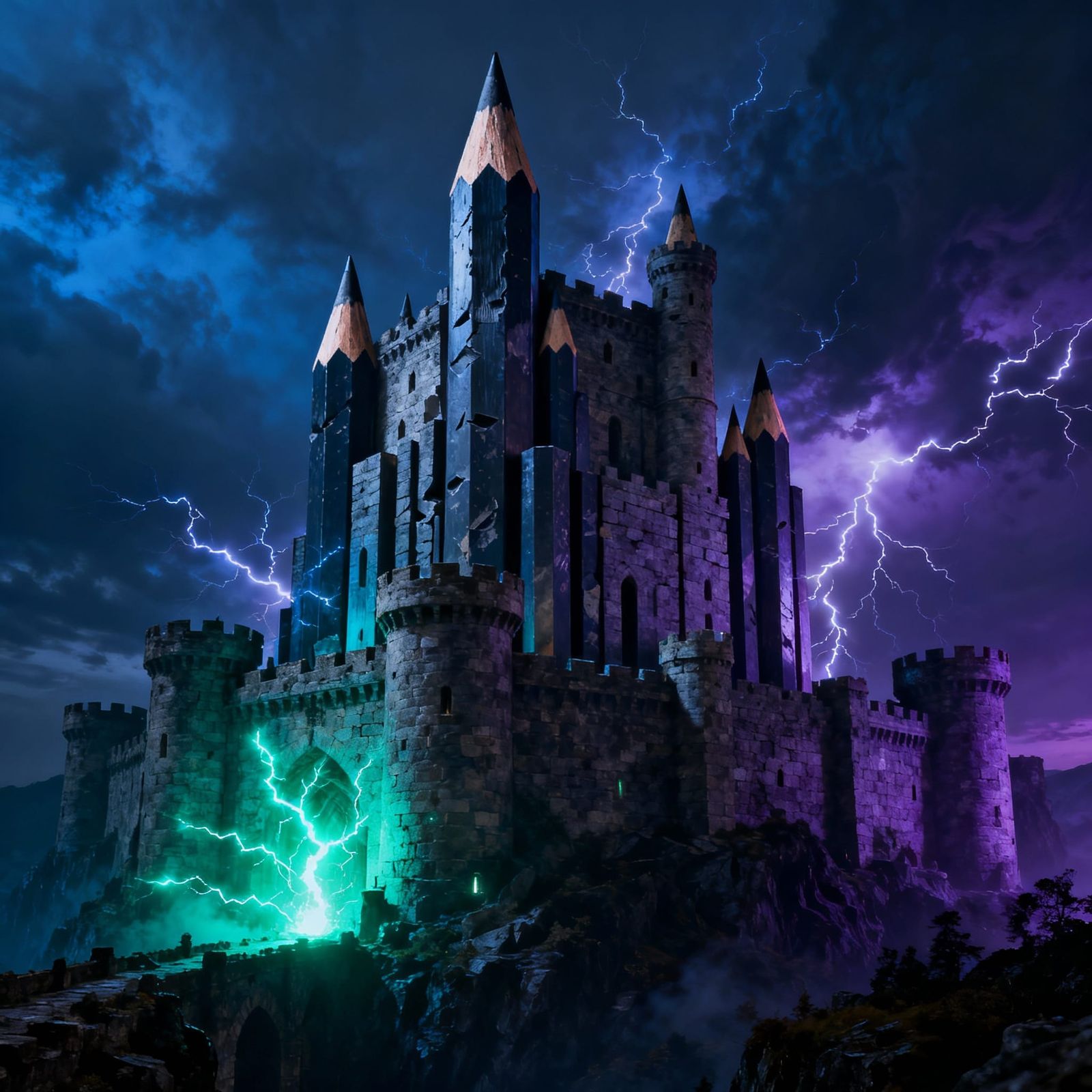 Medieval Castle Transforms Into Giant Pencils in Dark Fantas...