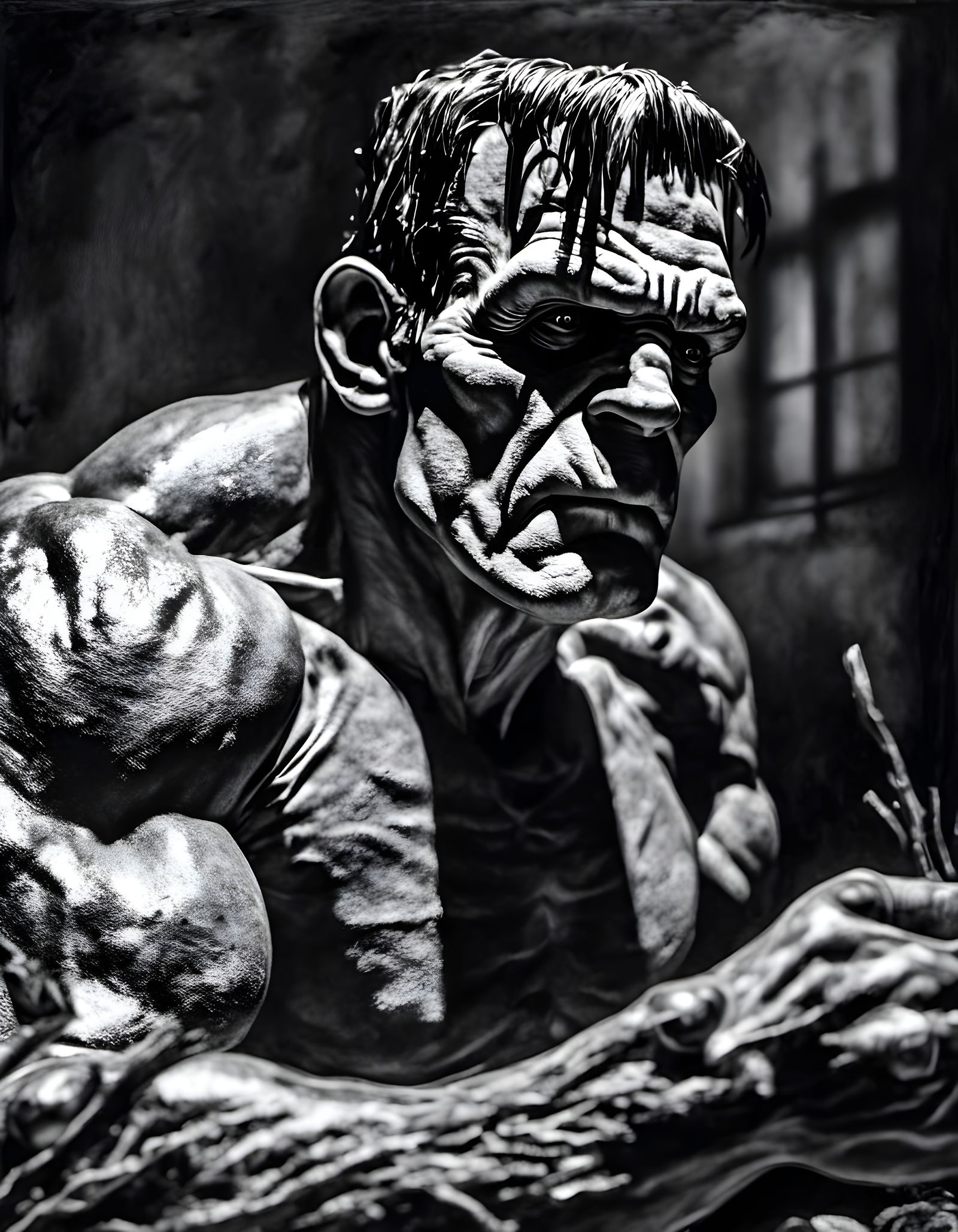 Tenebrous Frankenstein's Monster in Shadows
