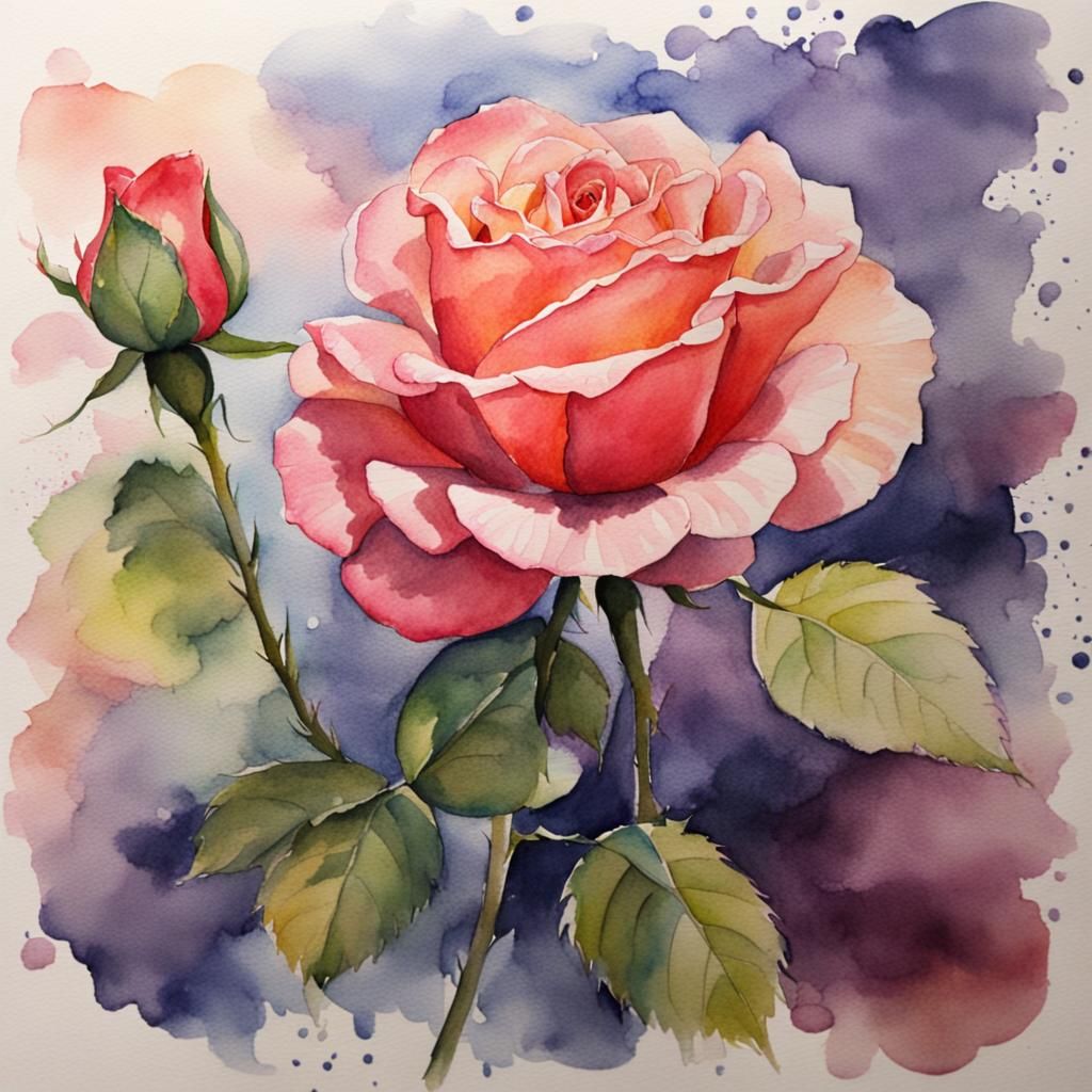 Watercolor Rose Painting