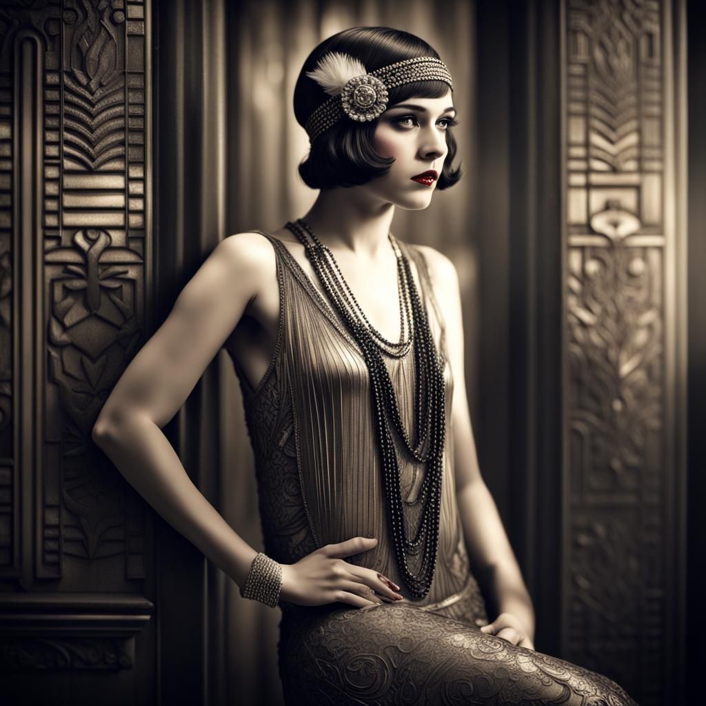 Stylized 1920s Flapper Girl in HDR