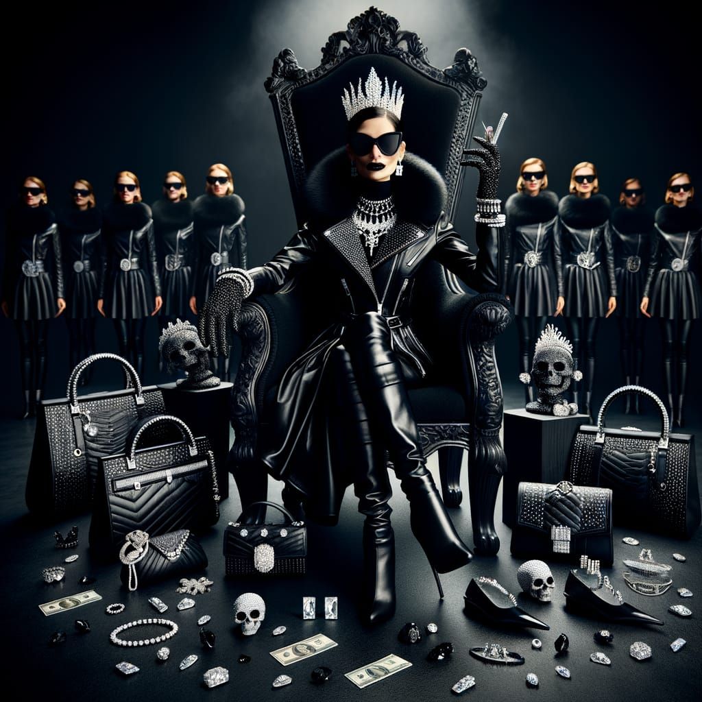 Leather Queen on Throne with Diamond Tributes