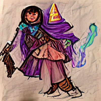 Child's Drawing of a Woman Wizard