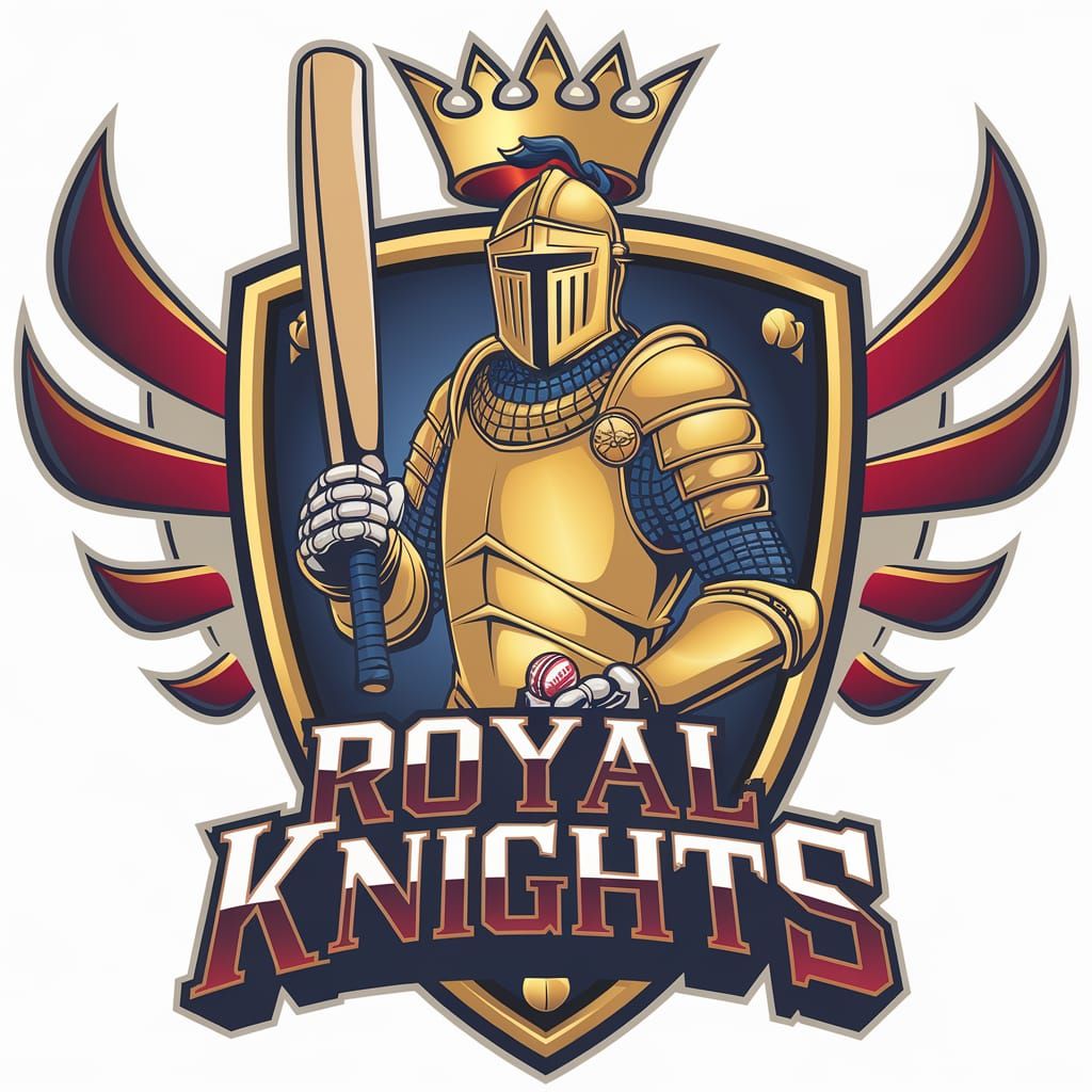 Golden Armored Knight Cricket Sports Logo