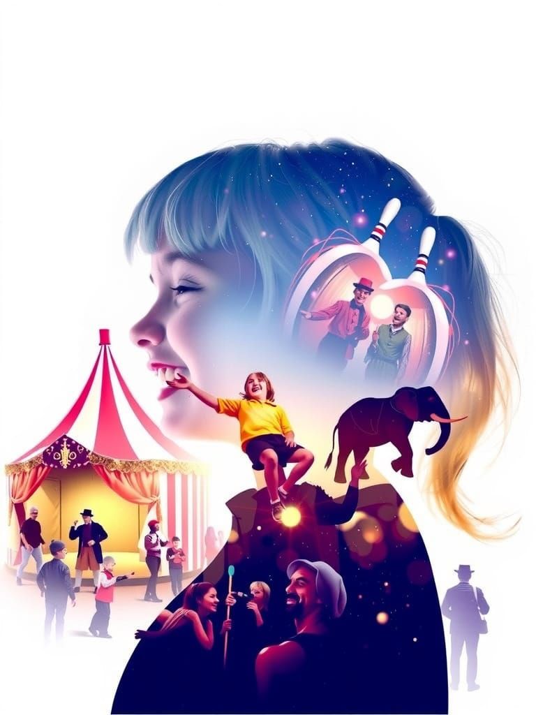 Circus Dreams: Silhouette of Girl with Double Exposure