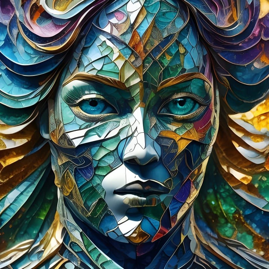 Open Glass Book with Colorful Drawings