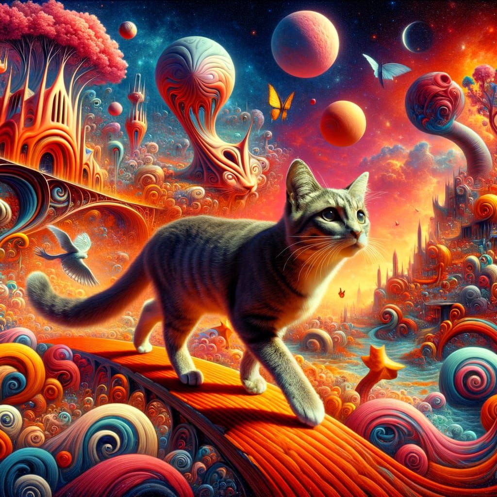 Cat in Dreamscape: A Surreal Exploration