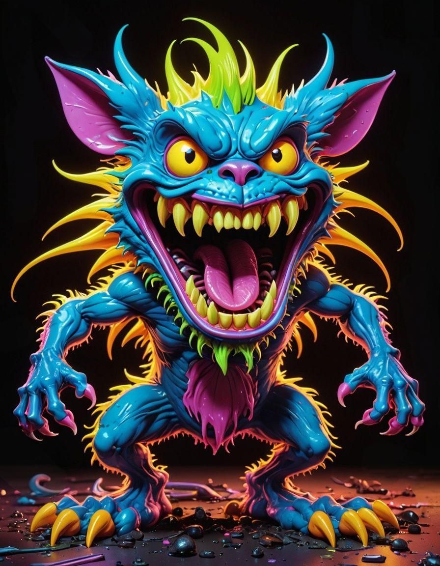 Fluorescent Rat Fink Monster in Graffiti Art Style