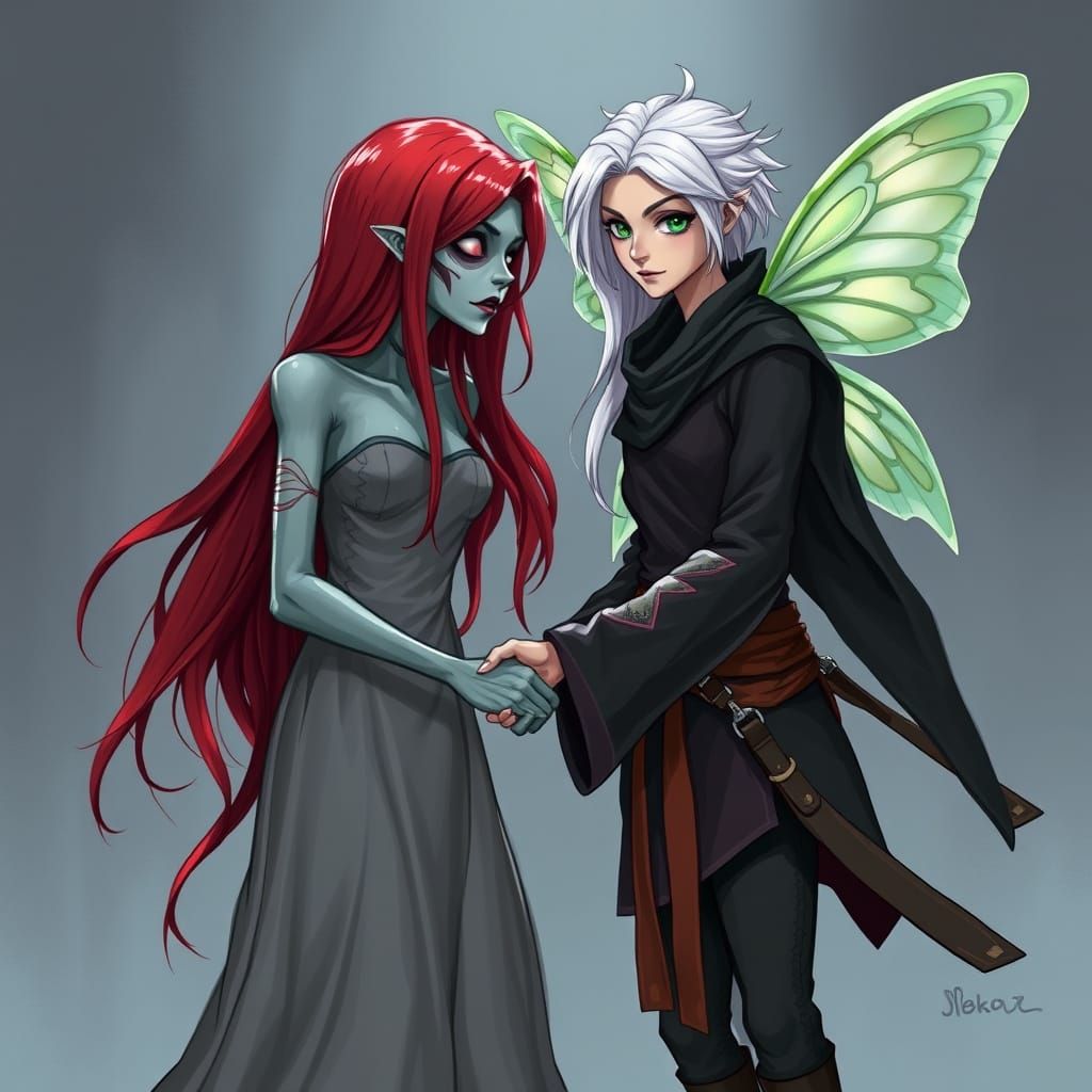 Female Zombie Meets Ninja Fairy in a Surreal D&D Art Style