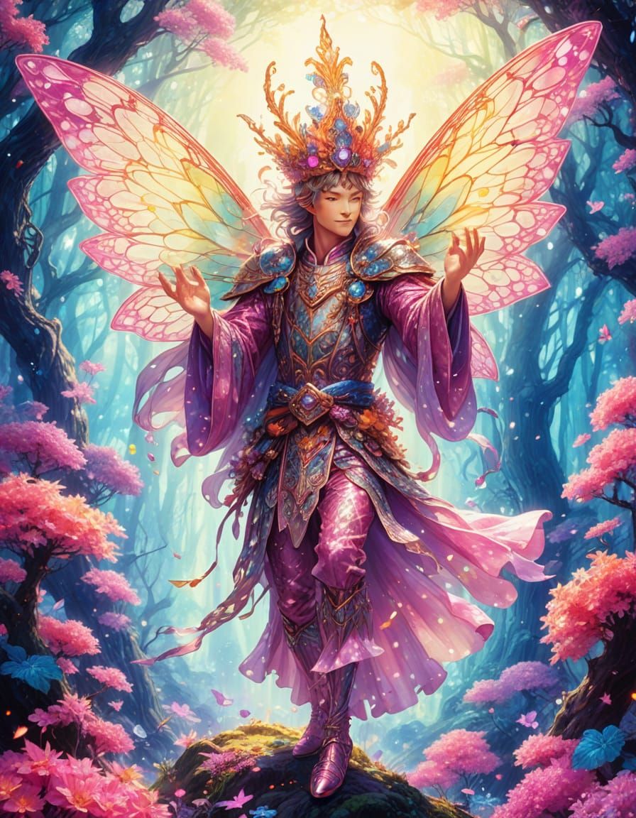 Fairy King Dancing in Psychedelic Forest