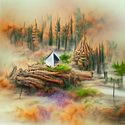 Simorgh Phoenix in Cypress Forest: Digital Illustration