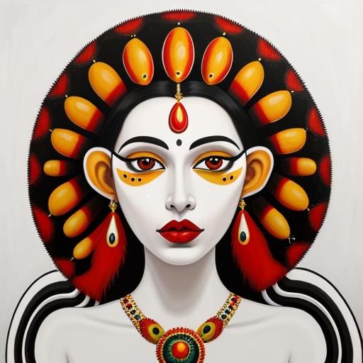 Abstract Queen of England in Aboriginal Surrealist Style