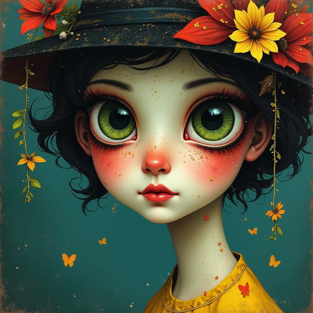 Hyper Cute Lady Portrait with Double Exposure