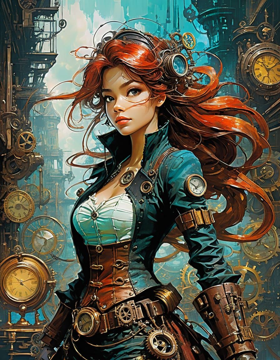 Steampunk Ariel in Abstract Art Style