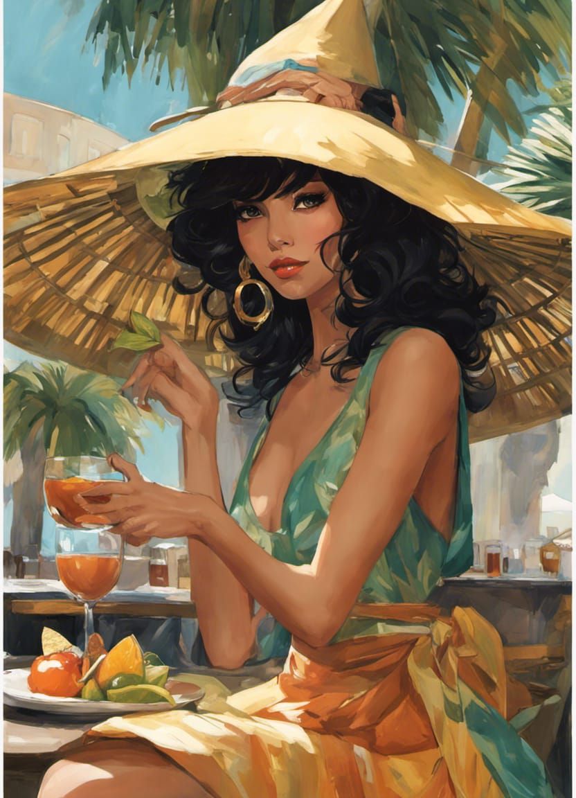 Brazilian Witch at Copacabana Restaurant, Digital Art