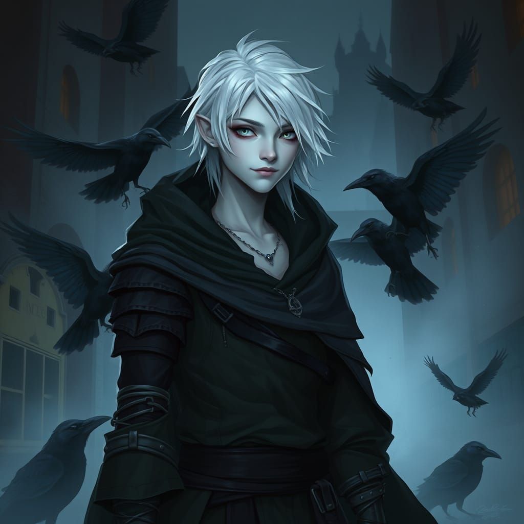 Mysterious Androgynous Rogue in a Misty Alleyway