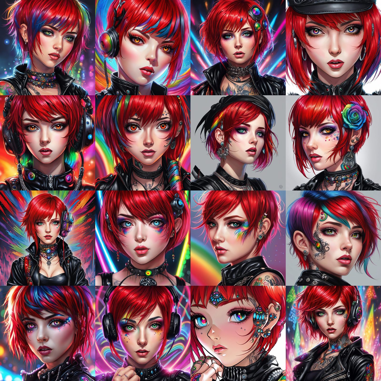 Anime Raver Goth Girl Portrait in Manga Style