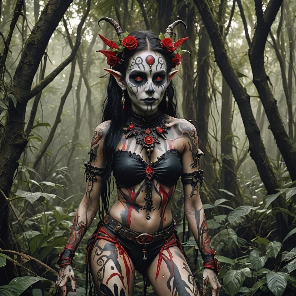Voodoo Elf in Jungle with Bodypaint